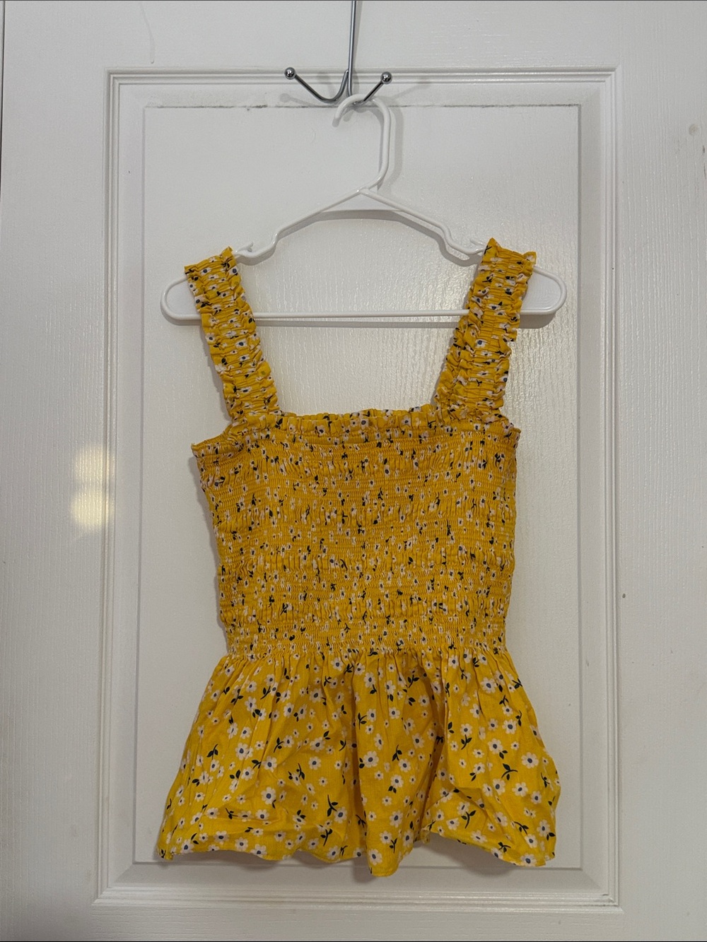kate spade Yellow Floral Smocked Tank with Ruffle Straps